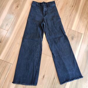 Miou Muse High Rise Jeans Women's Small (22")Wide Leg Pant MMP623 Fray Hem